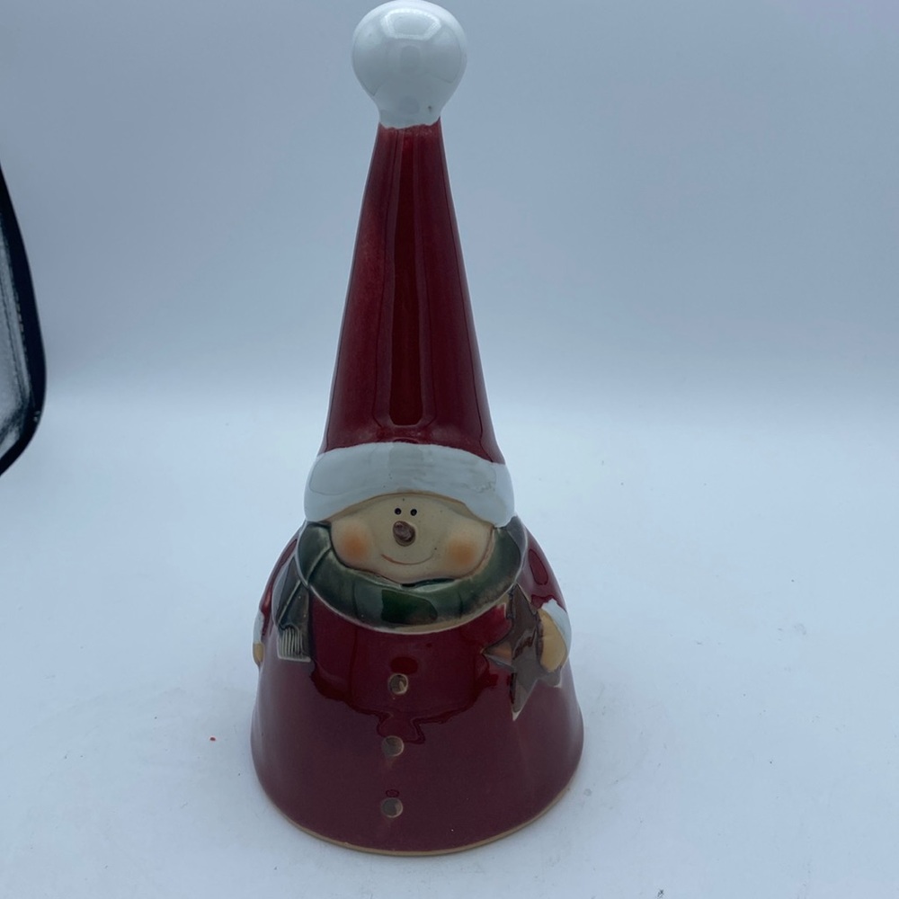 Ceramic Santa snow man Christmas bell 9” holiday decor
